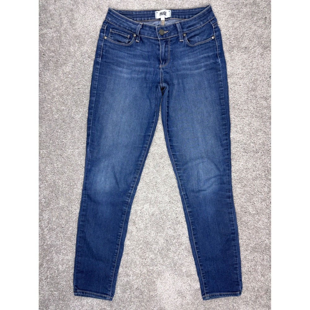 Paige Verdugo Ankle Skinny Jeans Womens 27 Dark Wash Blue Low Rise Stretch Denim